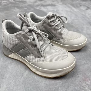 Sorel Women’s Size 6 Kinetic Impact Lace Sneakers | Light Gray Mesh Suede Casual